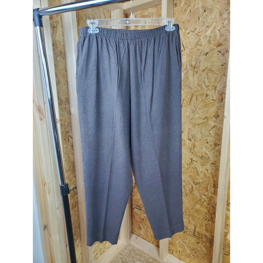 Womens Size Large L Ladies Slacks Pull On Comfortable Brown Elastic Waist Pocket